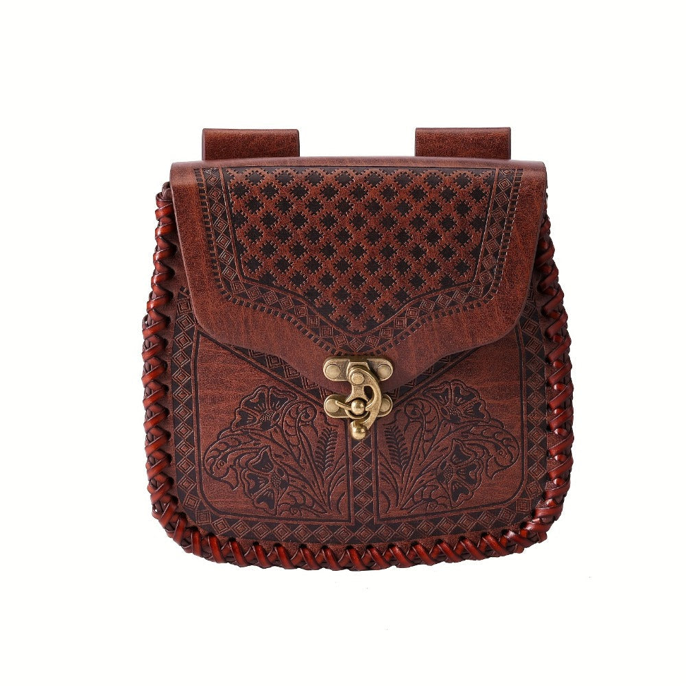 Dragon-Embossed Faux Leather Waist Bag for Renaissance Faire and Cosplay