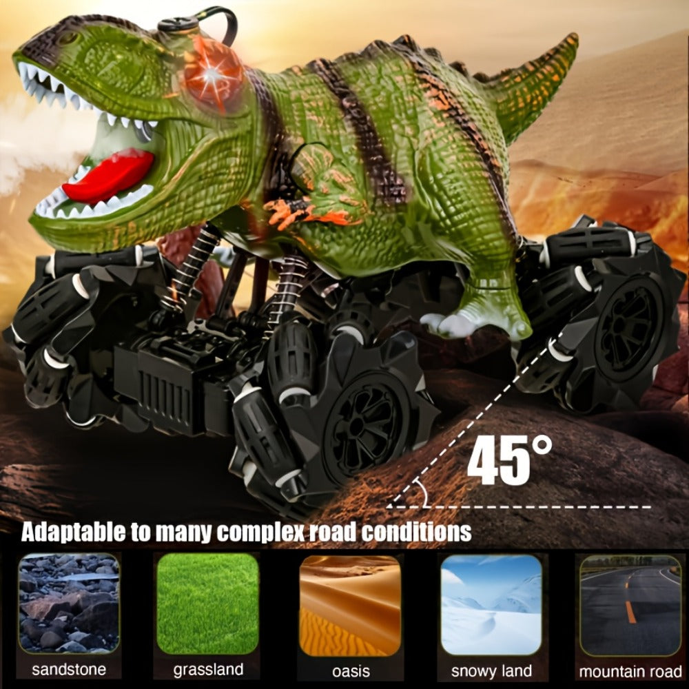 Dinosaur RC Monster Truck with Side Drift, Lights and Sound