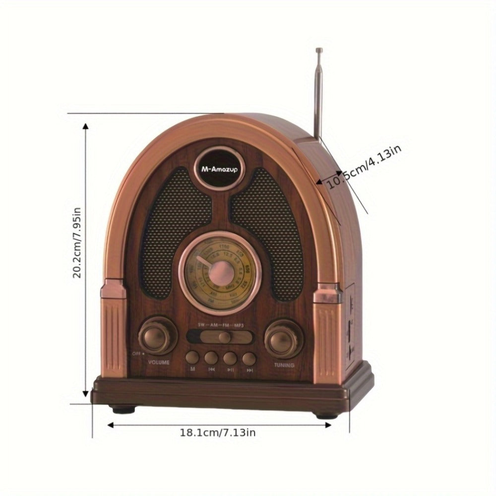 Portable AM FM SW Radio Bluetooth Speaker, Multi-Function Wireless Speaker with TF Card Player, Stereo Sound, Rechargeable, for Home Outdoor Camping Travel Elderly