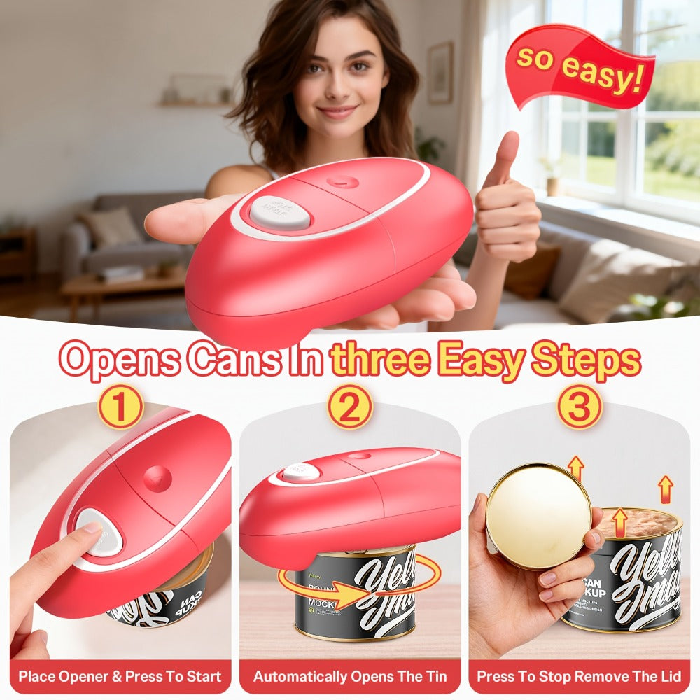 Electric Can Opener One-Touch Automatic – Smooth Edge Battery Operated Handheld Opener for All Can Sizes, Best Kitchen Gadget for Seniors, Arthritis & Weak Hands, Great Gift Idea