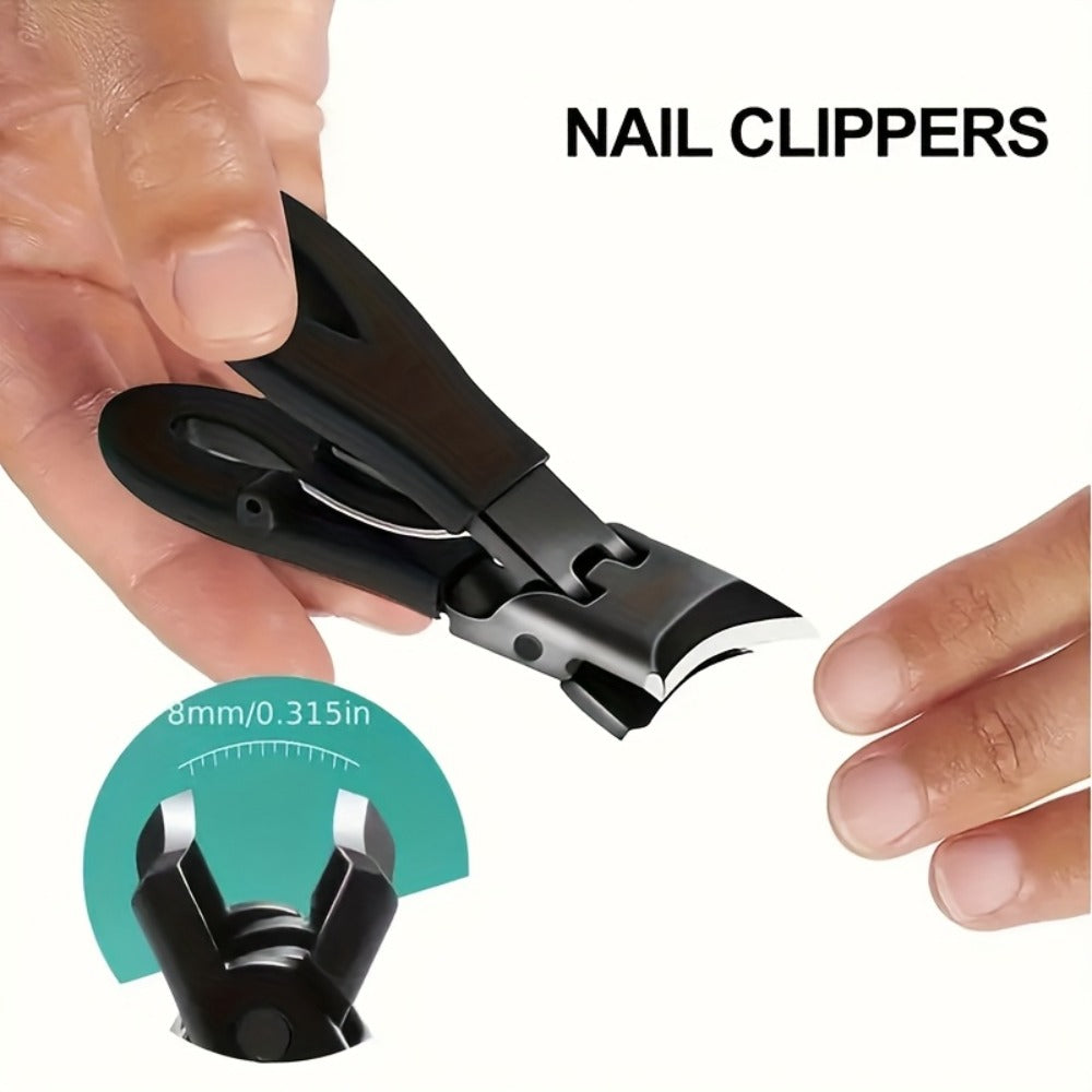 Heavy Duty Toenail Clipper Kit 4 Piece Stainless Steel | Convex Blade Ingrown Toenail Cutter with Nail File Ergonomic Non-Slip Handle | Thick Overgrown Nail Care Set for Men Women Seniors Diabetic Foot Care