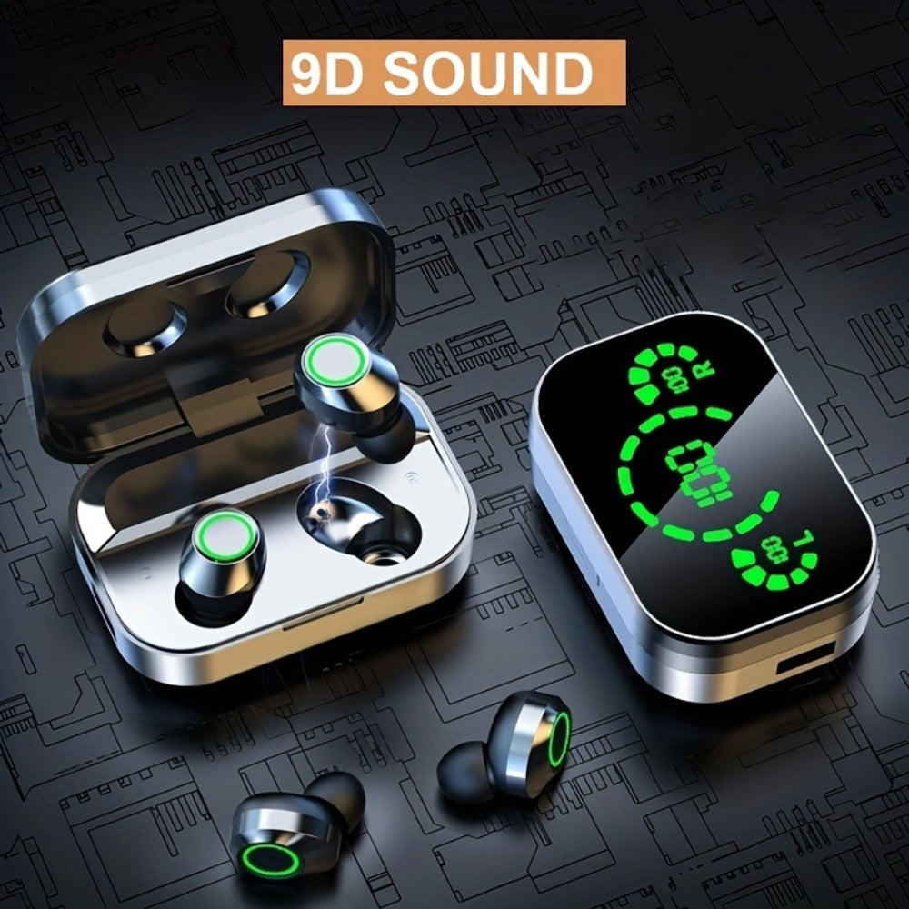 Anime Design Wireless Earbuds with Digital Display, Bluetooth 5.4 HiFi HD Stereo Noise Cancelling, USB-C Charging, App & Volume Control, Mirror Fashion Look, Comfortable Fit for Adults, Gift Idea