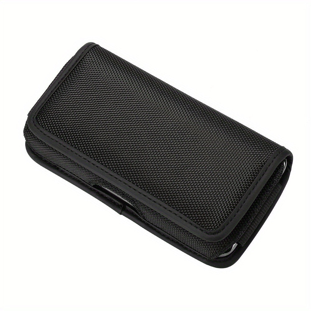 Nylon Phone Belt Clip Holster Pouch with Card Slot & Carabiner Hook - Horizontal Universal Cell Phone Carrying Case for iPhone 16 15 14 13 12 11 Pro Max, Samsung Galaxy S25 S24 S23 S22 Ultra A55 A35 A15 Note 20 & More