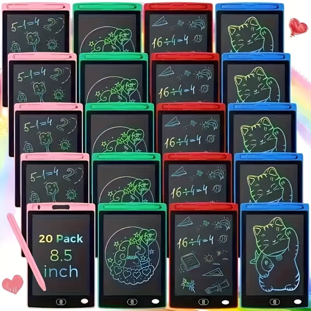 LCD Doodle Board Bulk Pack 10 or 20 Pack – 8.5 Inch Reusable Erasable Drawing Tablet for Kids Ages 3-8 | Colorful Educational Toy | Classroom Party Favor Birthday Gift