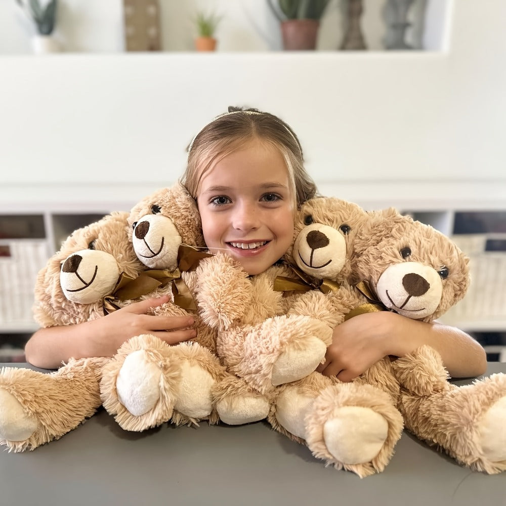 Small Khaki Teddy Bears, Set of 8 for Party Favors and Events