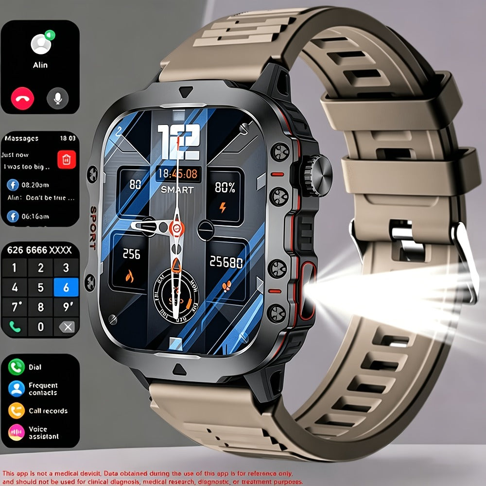 Brown Black Large Screen Smartwatch – Wireless Calling & SMS, Fitness Tracker, Remote Camera Control, USB Rechargeable – Unisex Business Watch for Men & Women iPhone & Android Compatible