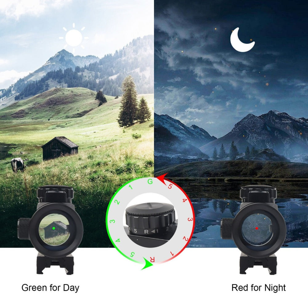 Red Green Dot Sight Scope 1x40 with Picatinny Rail Mount | 2 Reticle Types, Adjustable Brightness for Rifles, Shotguns, Airsoft & Tactical Shooting