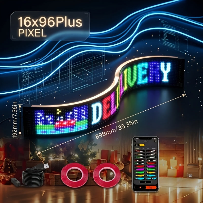 Programmable LED Sign Large Flexible Matrix Panel, App-Controlled Text & Animation, Music Rhythm Display, USB 5V, Indoor Shop Bar Bedroom Decoration Digital Scrolling Sign