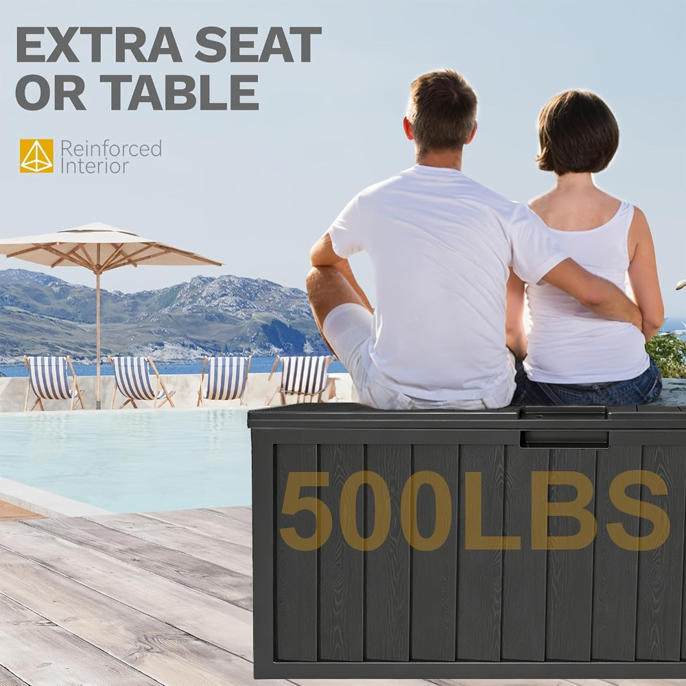 75 Gallon Outdoor Storage Box Waterproof Deck Box with Handles & Wheels – Large Patio Storage Cabinet for Pool Accessories, Garden Tools & Outdoor Furniture | Easy Assembly Lockable Deck Storage Chest