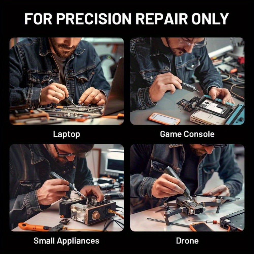 180-in-1 Electric Screwdriver Set with 160 Magnetic Bits, 3 Torque Settings Cordless Repair Kit for iPhone MacBook Laptop Camera Watch Tablet Game Console
