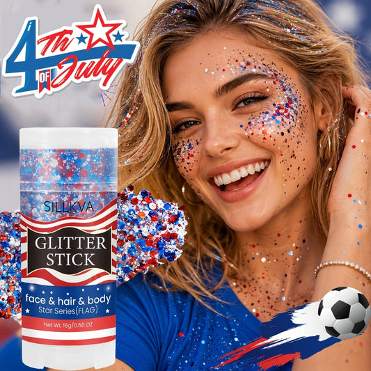 Red and Blue Glitter Makeup Stick for Face, Hair and Body Looks