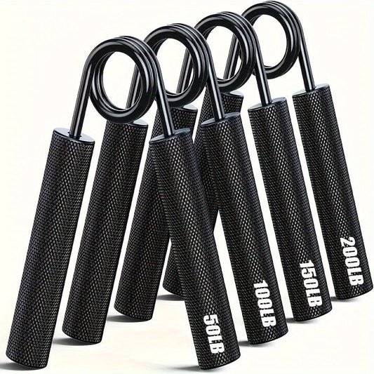 Hand Grip Strengthener Set, 4 Metal Grippers with 50–200 lb Resistance, Black
