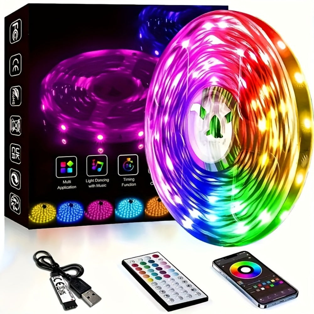 Color Changing LED Strip Lights App & Remote Control - Music Sync Smart RGB Lights 16 Million Colors for Bedroom Living Room Gaming Room TV Backlight Party Holiday Wedding Decoration 16ft 66ft 100ft