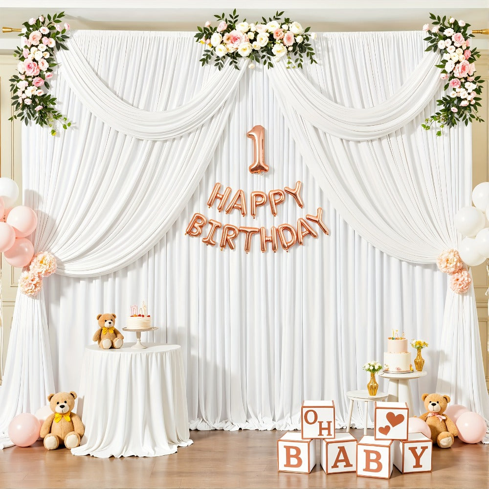 Draped Backdrop Curtains 2-Pack 10x10ft – Luxe Soft Non-Transparent Wrinkle-Free Fabric with Pole Pocket for Wedding, Birthday, Bridal Shower, Graduation, Prom & Holiday Party Decoration