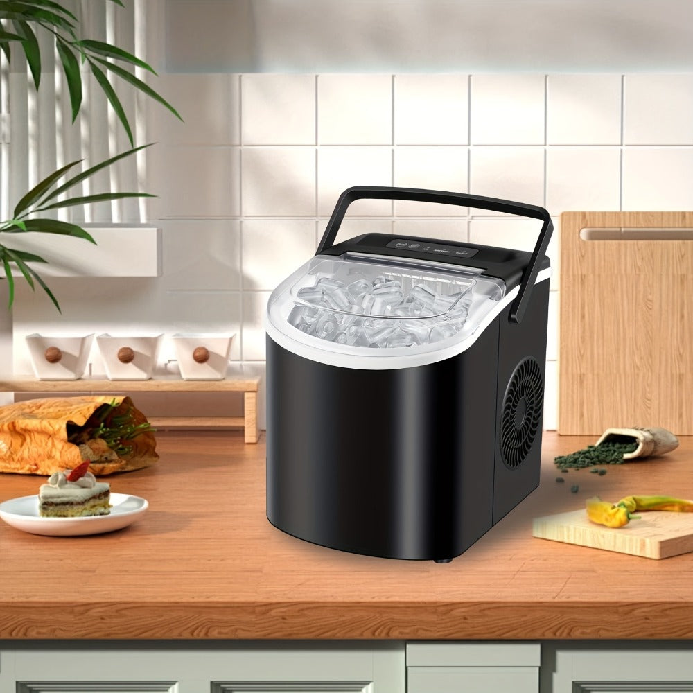 Ice Maker with Basket & Scoop – 26 Lbs/Day Countertop Bullet Ice Machine, 9 Cubes in 6 Mins, Self-Cleaning, 5 Colors Pink White Green Silver Black, for Home, Kitchen, Office, Bar, RV & Camping