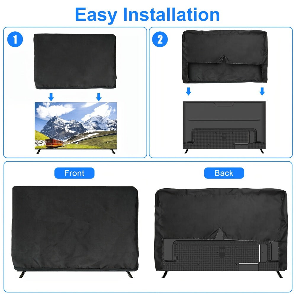 Outdoor TV Cover 55-58 Inch – Weatherproof Waterproof Dustproof Television Protective Cover for Patio, Flat Screen & Wall Mount TVs, Soft Polyester