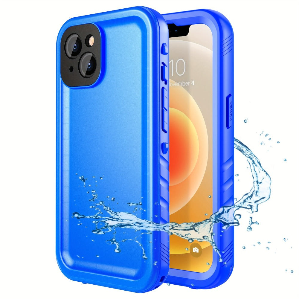 Waterproof iPhone Case with Built-In Screen Protector Transparent Matte Full Body PC+TPU Shockproof Dustproof Underwater Cover for iPhone 15 14 13 12 11 Pro Max Plus Mini SE – Black Blue Pink