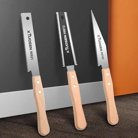 Japanese Pull Saw Set, 3-Piece Double-Sided Fine-Tooth Saws for Woodworking & Trimming