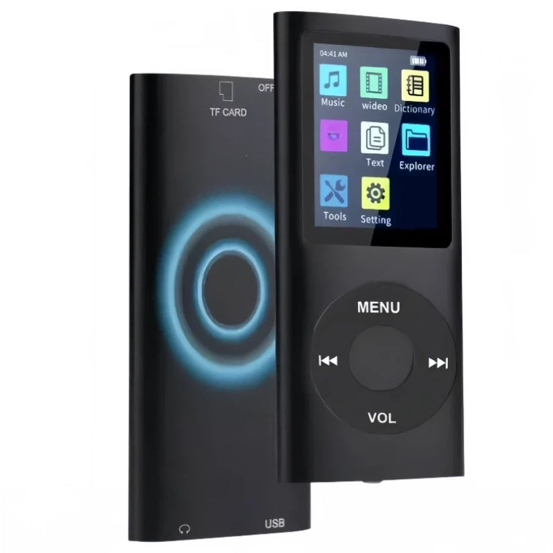 MP3 Player with 64GB Expandable Storage, 8-Hour Battery, Lossless FLAC HiFi Audio, Voice Recorder, E-Book Reader, Photo & Video Viewer, Aluminum Alloy Body, No Bluetooth, Wired Earphone Included