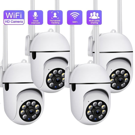 1080P WiFi Security Camera 4 Pack 5GHz - 360° Pan Tilt Zoom, Color Night Vision, Two-Way Audio, AI Motion Detection, Spotlight Alarm, IP54, Cloud & SD Card for Home Indoor Surveillance