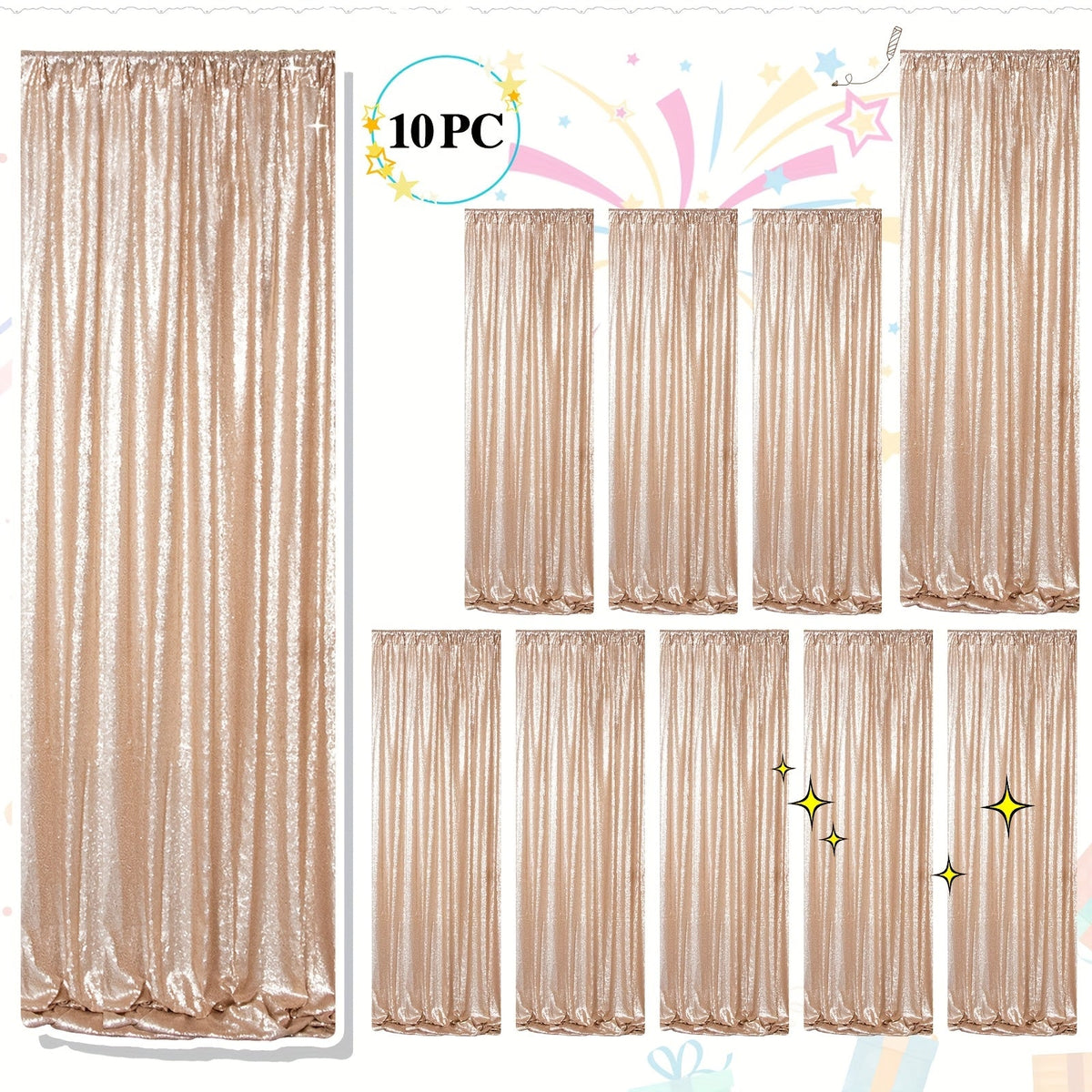 Sequin Backdrop Curtains 2FTx8FT Glitter Photography Background Panels for Party Wedding Birthday Stage Decoration Gold Yellow Shimmer Curtain Set 4 6 10 Panels Available