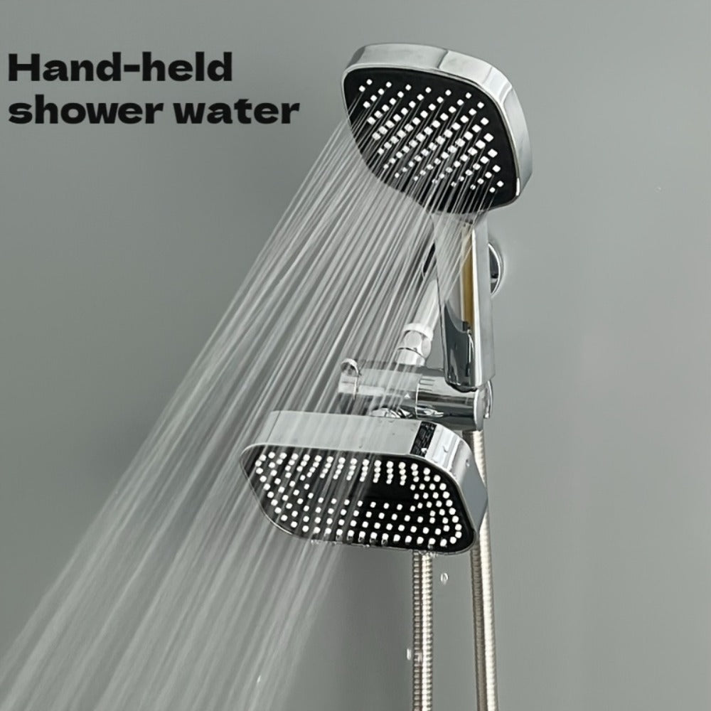 2-in-1 High Pressure Handheld Shower Head Set with Rain Showerhead – Long Hose T-Valve ABS Wall Mount Bathroom Upgrade