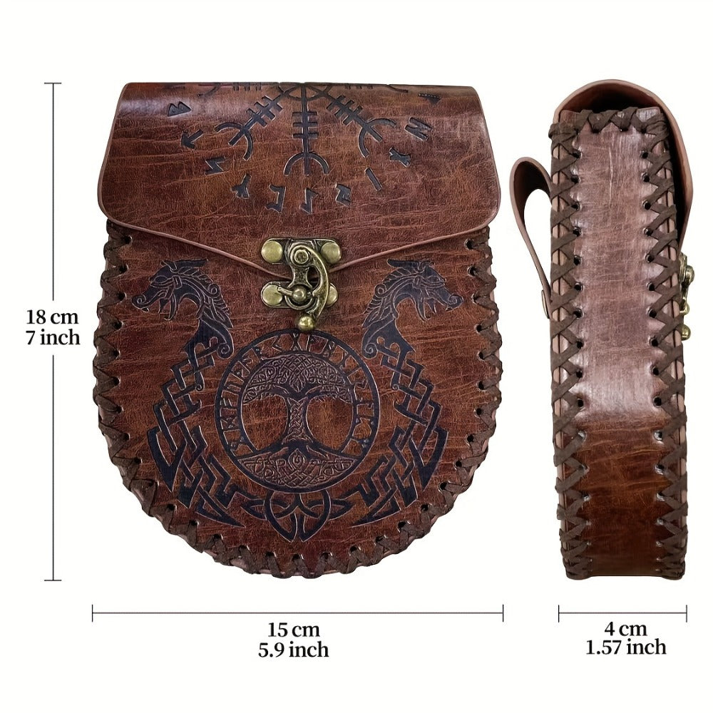 Viking Belt Pouch, Faux Leather Medieval Waist Bag for LARP, Renaissance Faire and Cosplay, 5 Styles