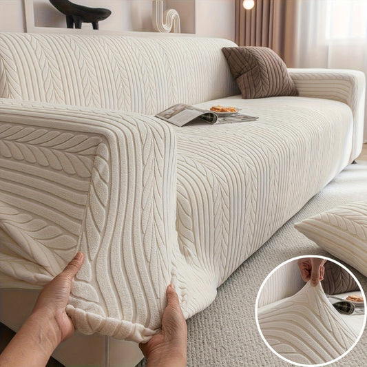 Sofa Cover with Zigzag Texture, Washable Stretch Slipcover in 1–4 Seat Sizes