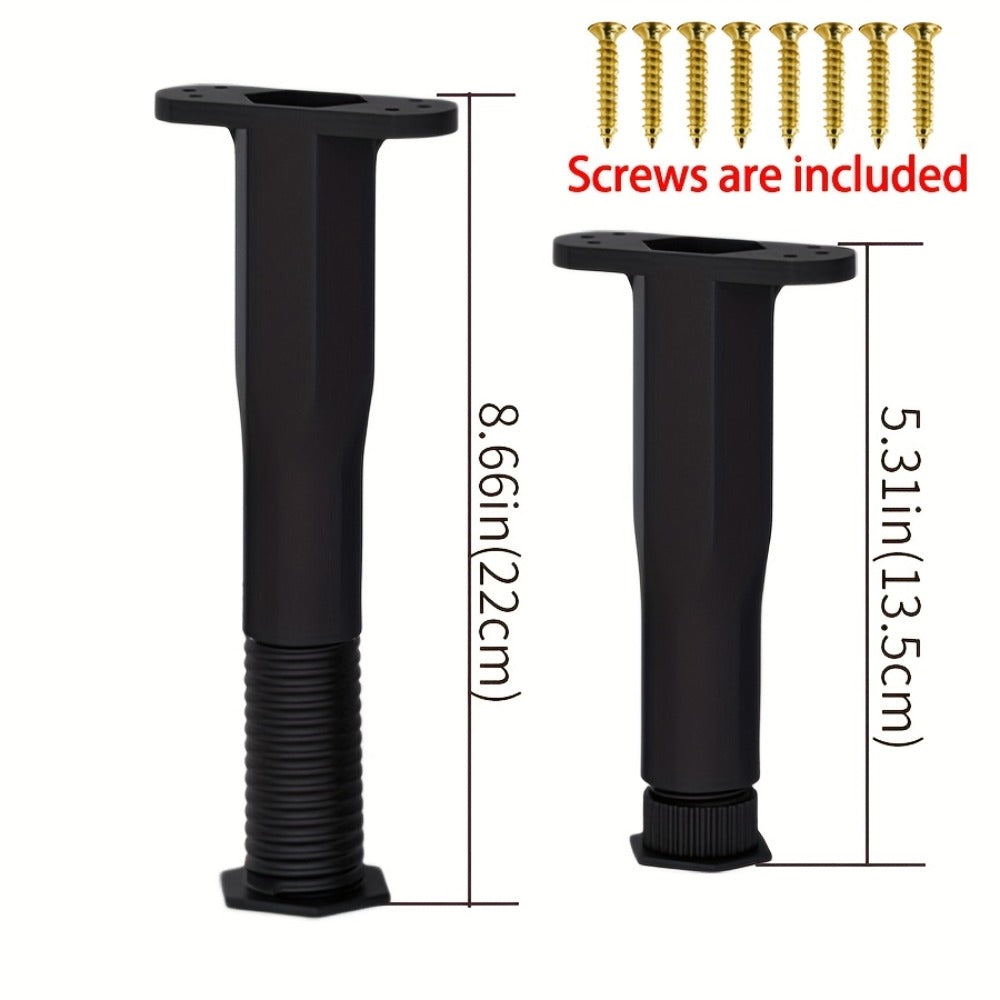 Adjustable Furniture Legs Heavy Duty Bed Frame Support 4-Pack – Durable Plastic Feet Pads with Enhanced Grip Base for Bed Sofa Dresser, Height 5.31"-11.02"