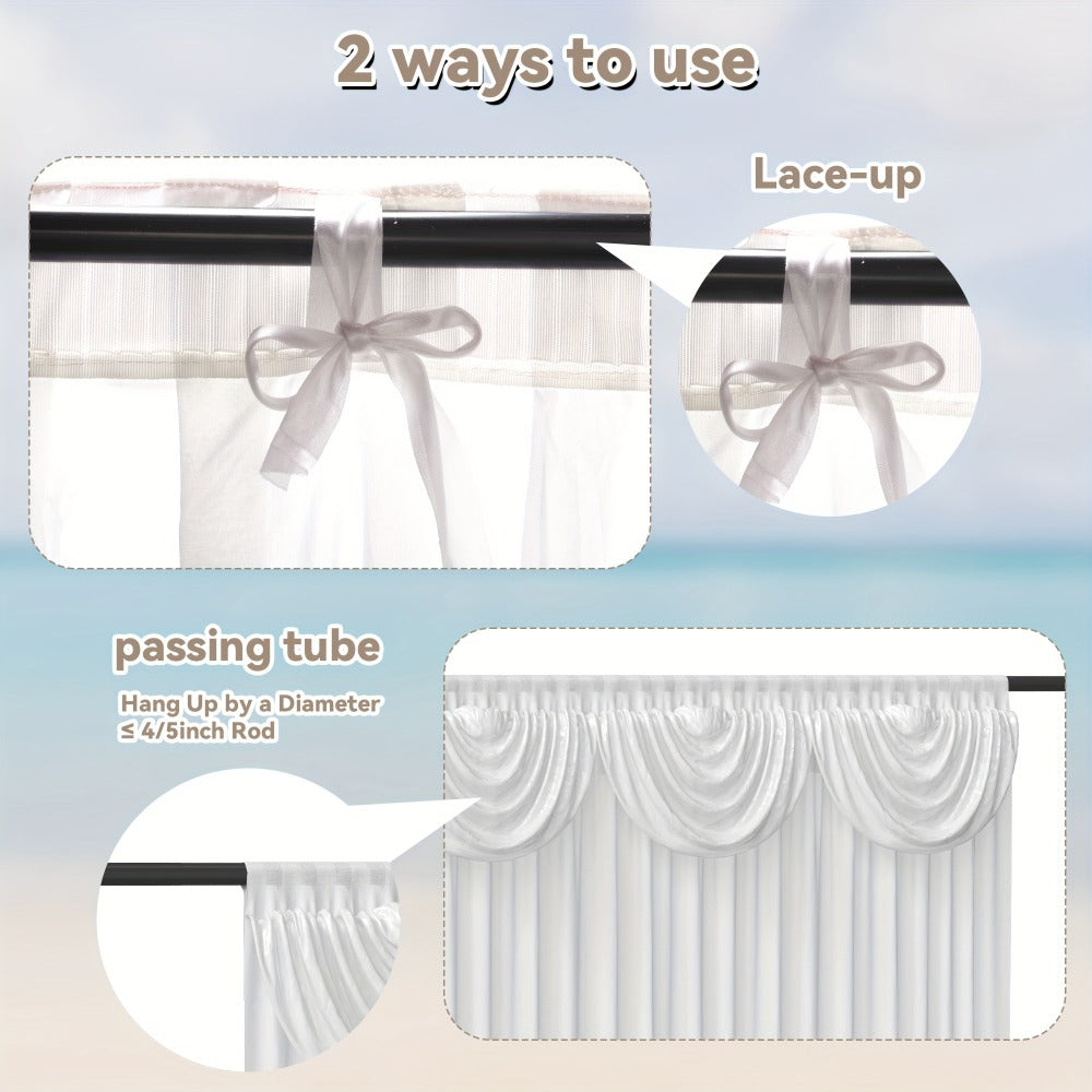 White Silk Wedding Backdrop Curtains 10x10ft – 1 Pack Luxurious Smooth Drapes for Wedding, Birthday, Bridal Shower, Party, Photography Background & Valentine's Day Event Decoration