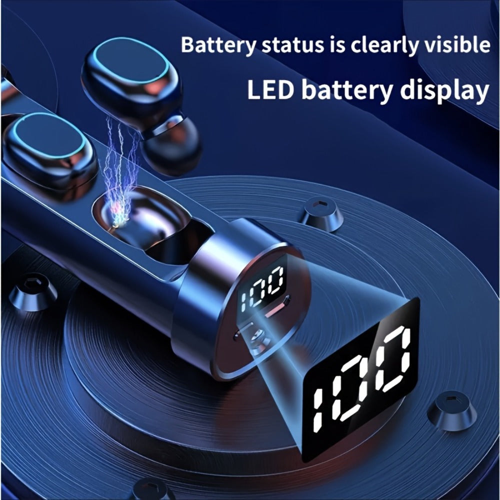 Wireless Earbuds with Built-In Torchlight Hi-Fi Sound Touch Control Mic Sound Isolation USB Rechargeable Case for Gaming Outdoor Sports Running All Smartphones