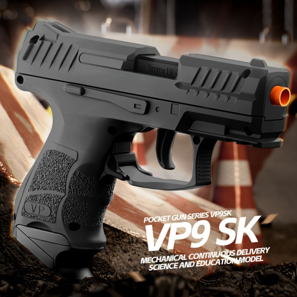 VP9 Soft Bullet Toy Gun Pistol with Shell Ejecting System – Upgraded Semi-Auto Foam Blaster for Boys, Outdoor Shooting Game, Birthday Gift for Kids Ages 6+