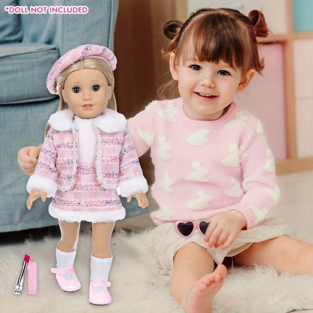 Knitted Doll Clothes Set for 16-18 Inch Dolls with Shoes and Accessories