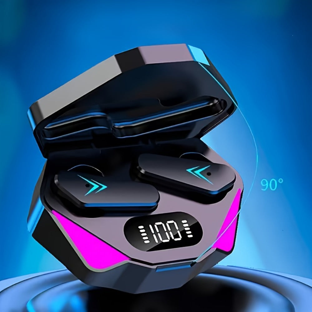Gaming Headset Bundle Set Glowing LED Headphones Bluetooth Speaker Wireless Earbuds Surround Sound Touch Control 3-4 Piece Combo Gift Set with Free Watch for Teens Gamers