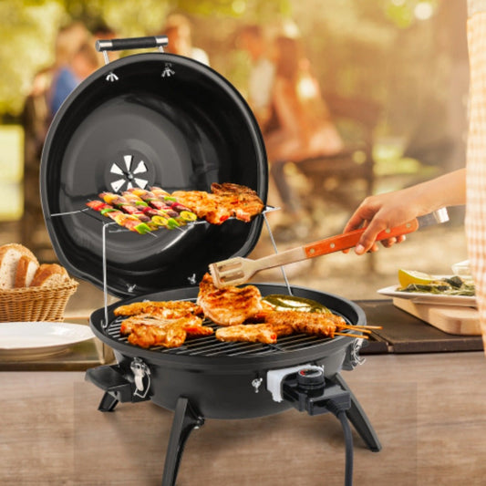 Electric Indoor Grill with 1.12 sq ft Cooking Surface, Warming Rack and 200–425°F Control