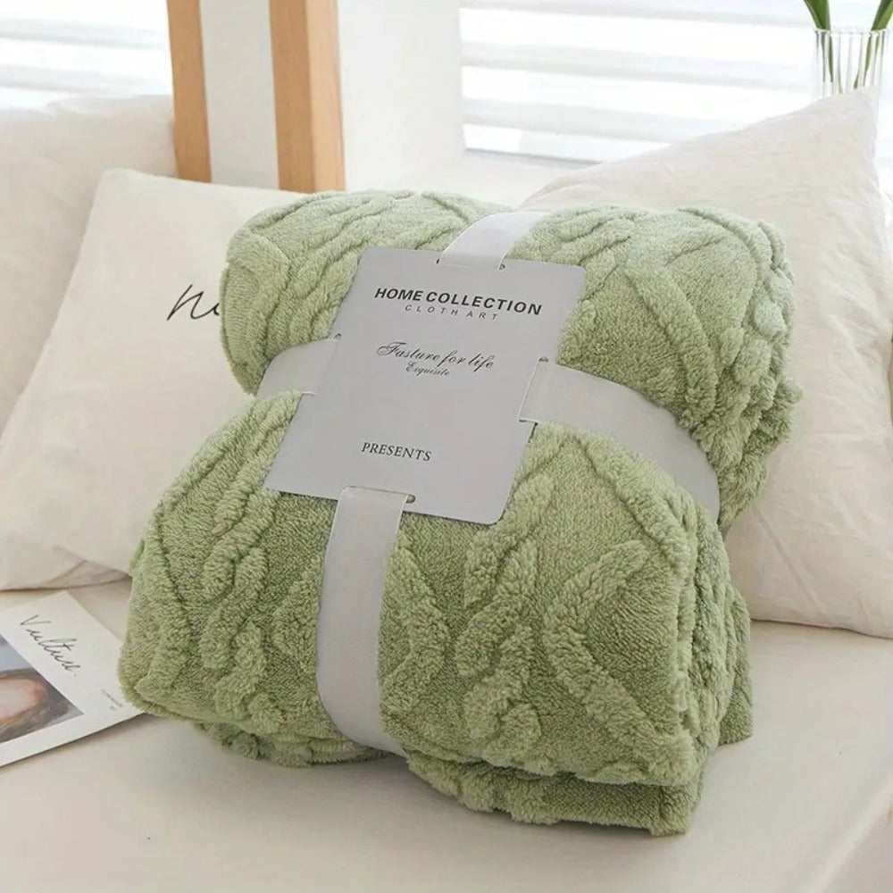 3D Plush Dense Weave Fleece Blanket – Ultra-Soft Warm Throw for Bed, Couch, Travel & Outdoor, Air-Conditioning Friendly, 3 Colors, 2 Sizes