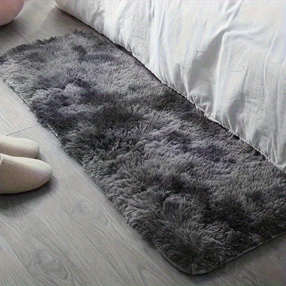 Tie-Dye Knotted Fluffy Mat Super Soft Thickened – Cozy Indoor Area Rug for Living Room, Bedroom & Office, Stylish Floor Covering 15.74x47.24 in – Dark Gray, Light Grey, Pink, White, Purple