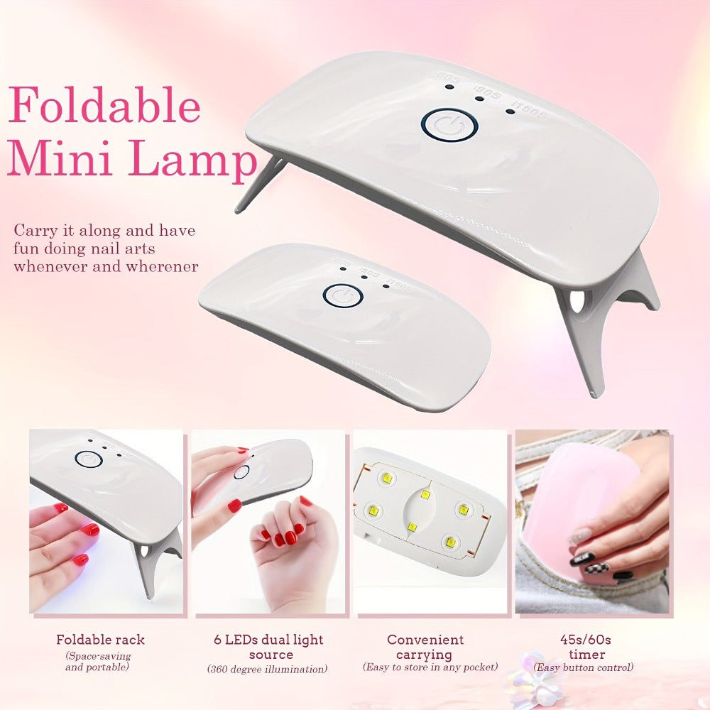 Poly Nail Gel Extension Kit 6 Colors with USB UV LED Lamp & Slip Solution - All-in-One Polygel Nail Extension Starter Set for Beginners, DIY Home Salon Nail Art Supplies for Women