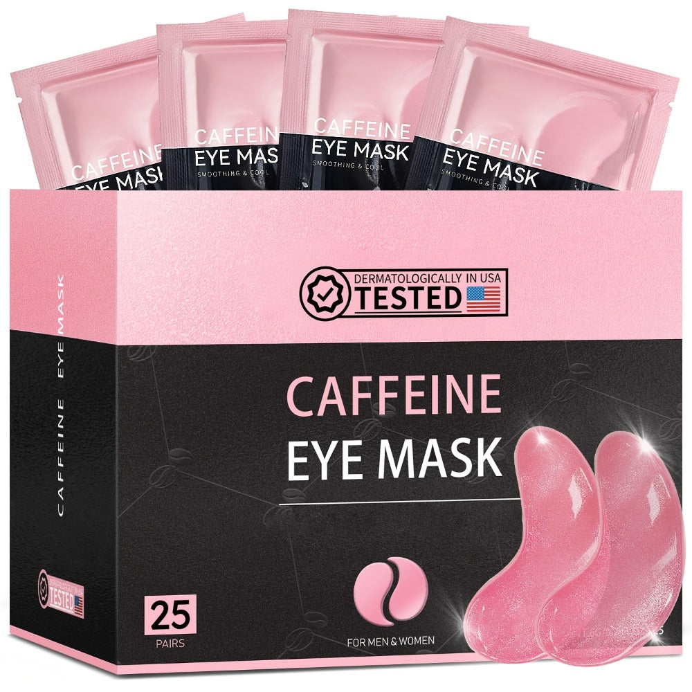 Caffeine Eye Mask 25 Pairs Under Eye Patches with Collagen Hyaluronic Acid Glycerin - Reduces Dark Circles Puffiness Firms & Hydrates Korean Skincare Eye Pads for Women Men All Skin Types