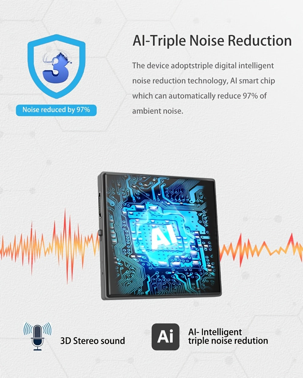 Voice Activated Recorder with AI Noise Reduction, 3072Kbps HD Audio Quality, 64GB Storage Up to 4000 Hours, Magnetic Mini Spy Recorder for Lectures Meetings Interviews Journalists Students