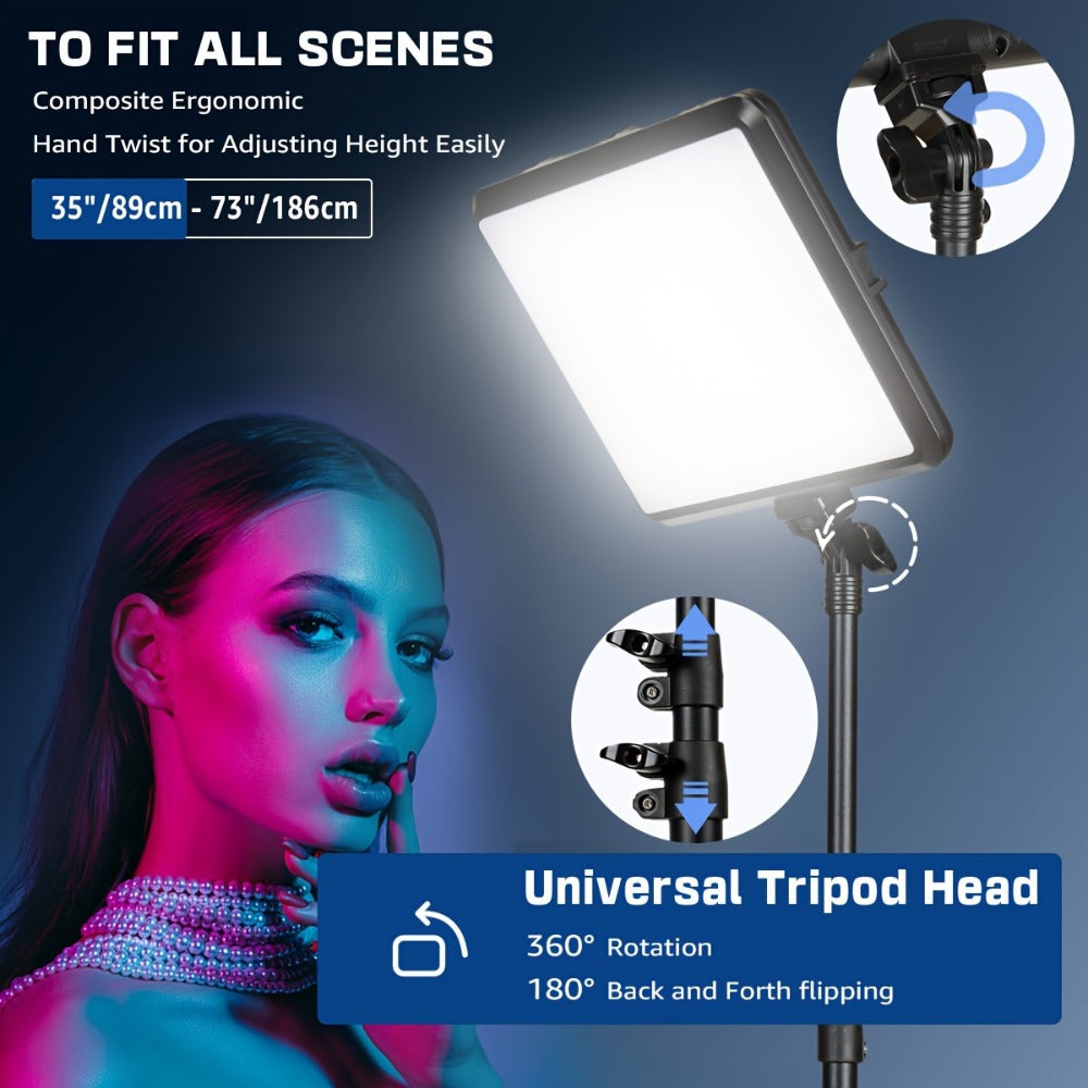 2-Pack LED Video Light Kit with Tripod Stand & Phone Holder | 2800-6500K Dimmable, CRI 97+, USB Powered Studio Lighting for YouTube, Vlogging, Gaming, Streaming & DSLR Photography