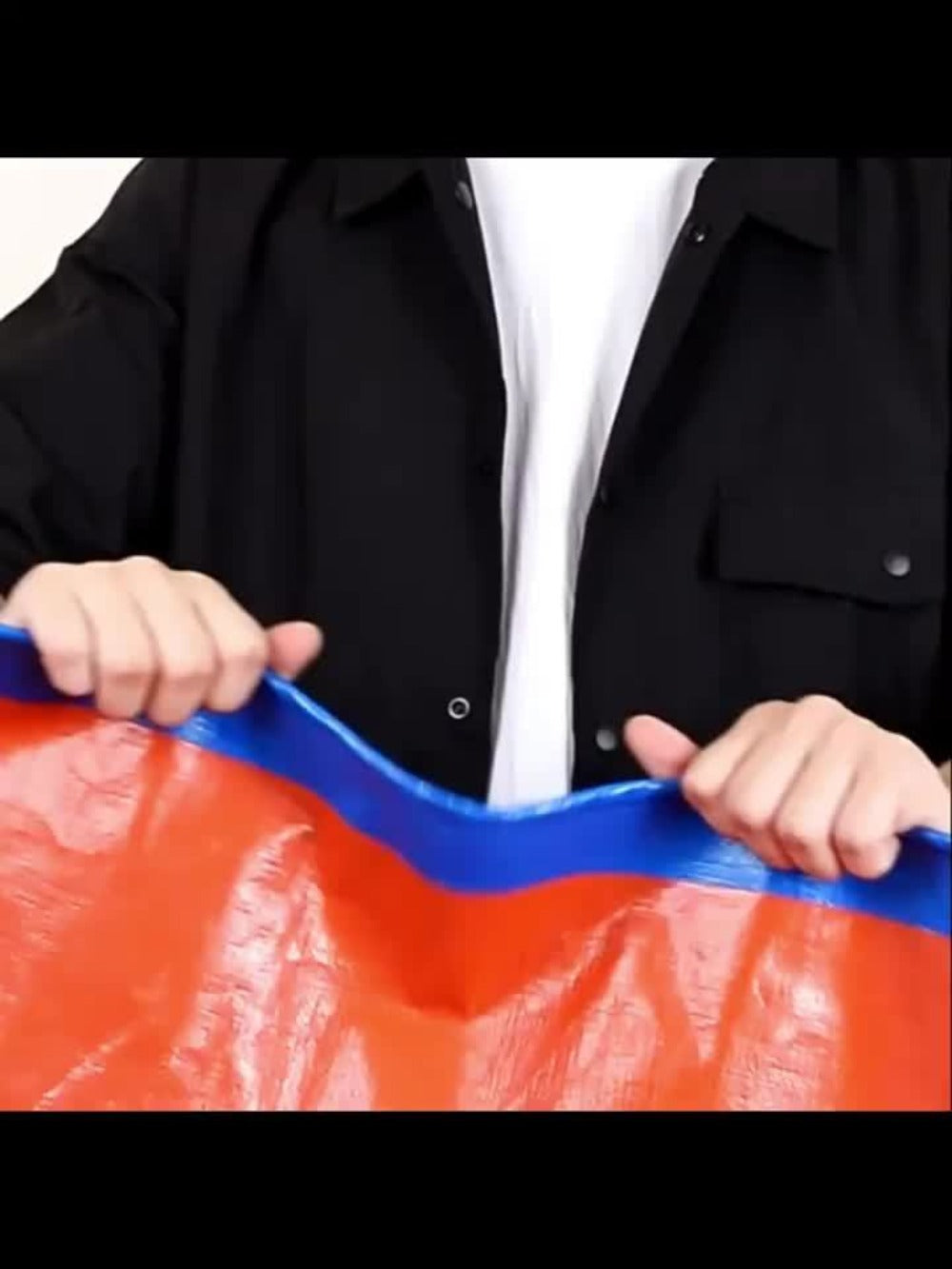 Heavy Duty Tarp Waterproof UV Resistant Tarpaulin – Thickened PE Double-Sided Blue Orange Rainproof Sun Shade Cover with Grommets & Rope for Outdoor Camping Garden Vehicle Boat Protection