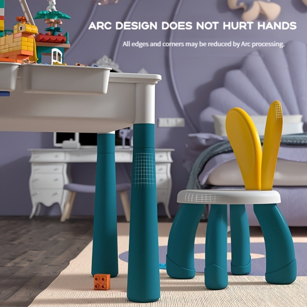 Kids Building Block Table & Chair Set with Storage, 16.5 x 12.6 in