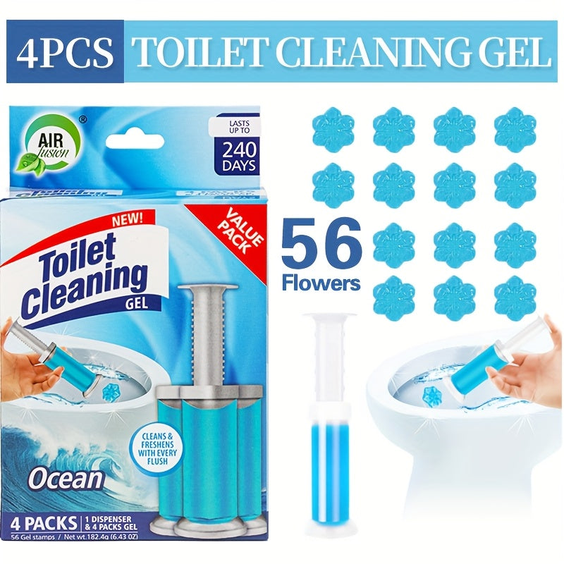 Toilet Gel Stamp Cleaner Air Freshener Flower Scented Bathroom Cleaning Gel Prevents Scale Toilet Ring 6 Fragrance Options Ocean Lavender Floral Peach Lemon Pine 4 Pcs or 8 Pcs with Dispenser