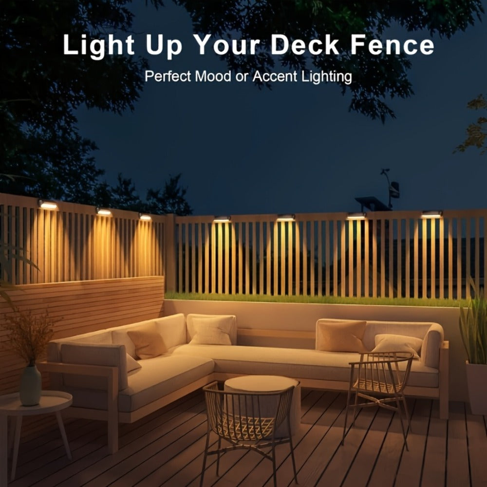 Solar Deck Lights Outdoor Waterproof Auto On Off – Warm White LED Step Stair Fence Lights 800mAh 12-Hour Runtime for Patio Balcony Yard Driveway Garden Black White Brown 8 16 32 Pack