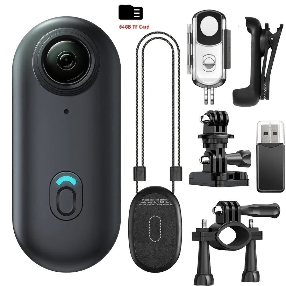Thumb Action Camera 4K 1080P Mini Sports Camera, Auto Exposure, 800mAh Rechargeable Battery, TF Card Compatible, Compact Wearable Cam for Cycling Hiking Vlogging Outdoor Sports