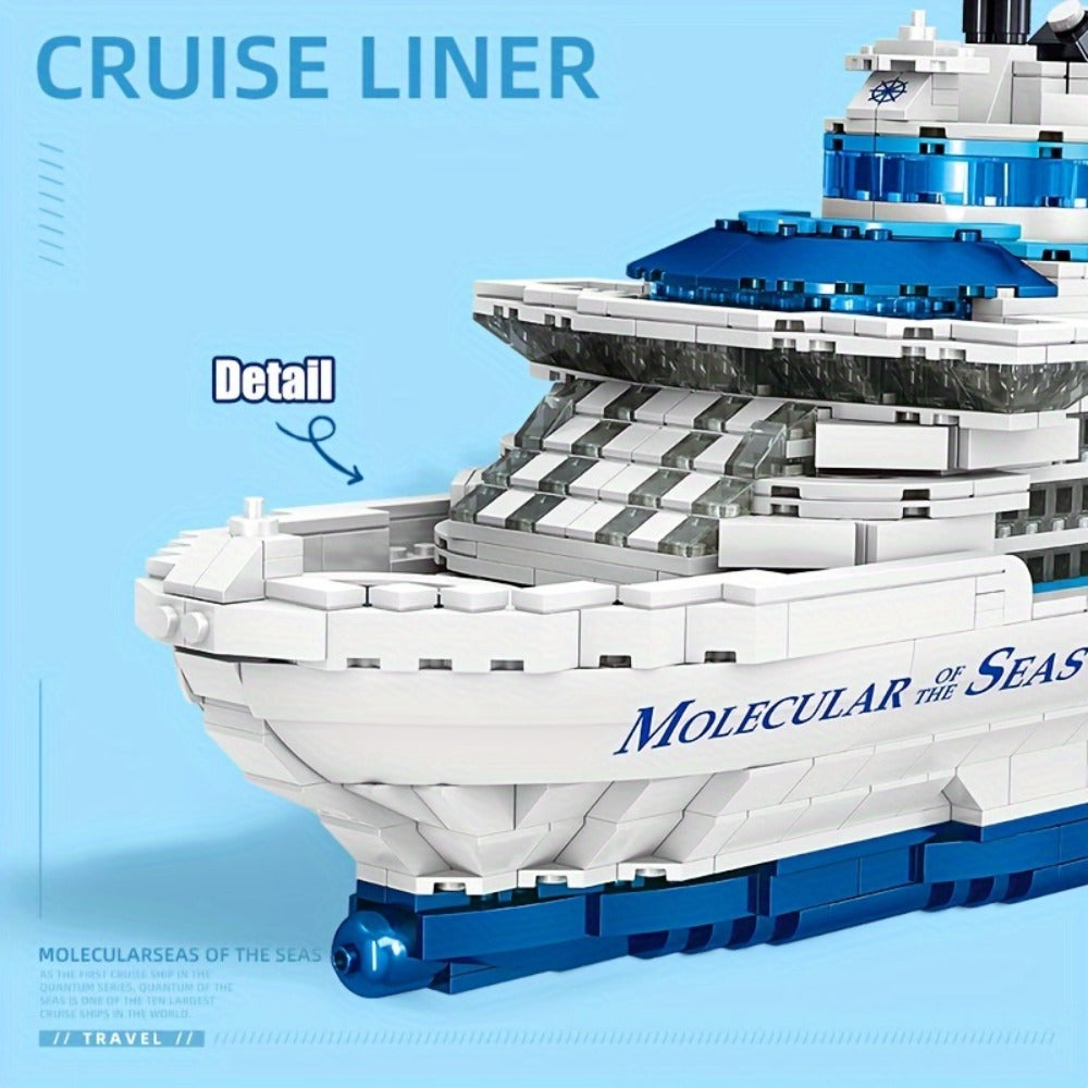 Cruise Ship Building Blocks Model, 2428 Pcs 3.6mm Mini Brick Display Set for Ages 14+