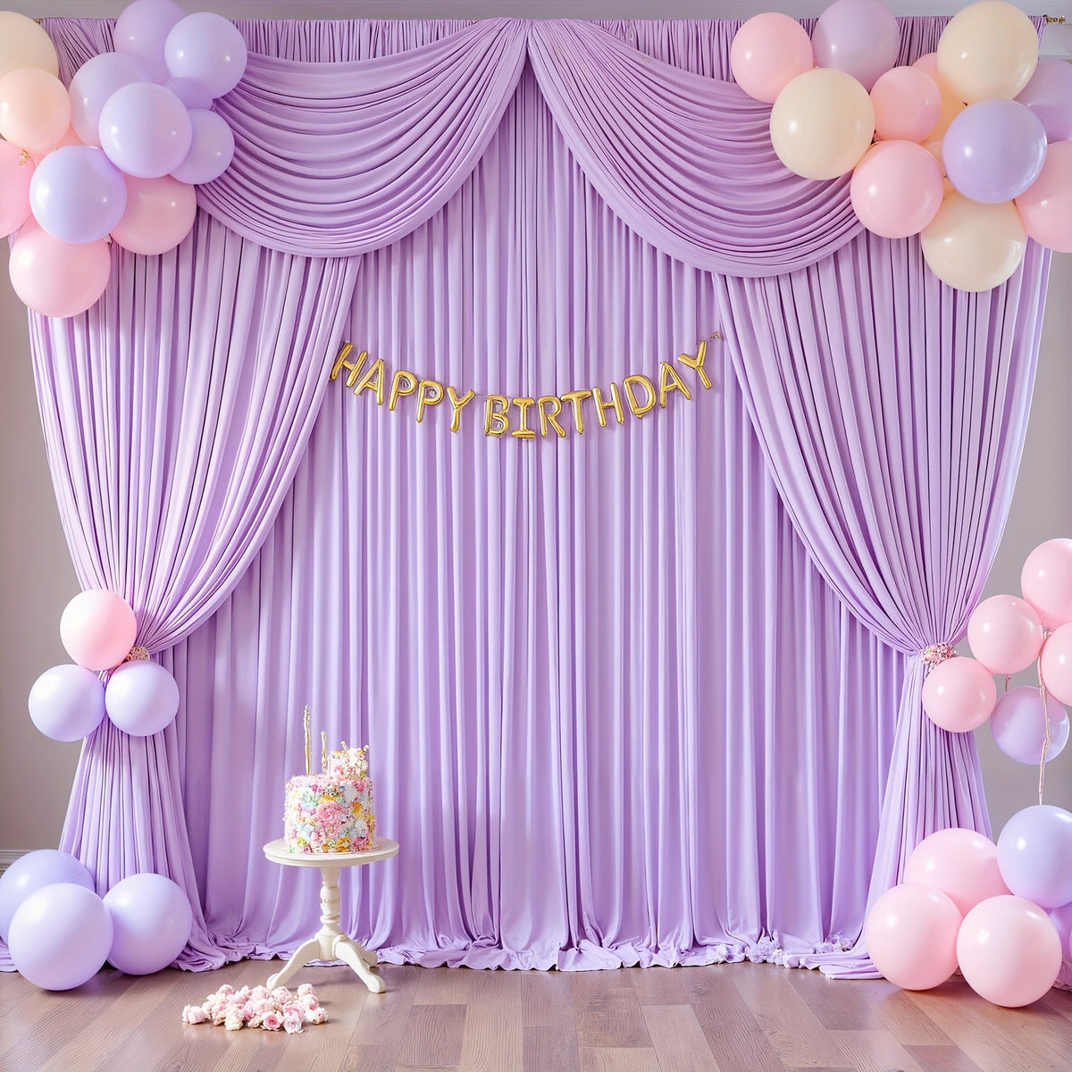 Photography Backdrop 4-Pack 5x10ft Polyester Spandex Background Cloth | Wrinkle-Resistant, Soft & Smooth with Pole Pockets | Wedding, Birthday, Banquet, Party & Event Decoration Curtains