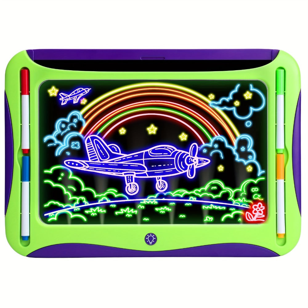 LED Light Up Drawing Board for Kids with 9 Double-Sided Tracing Cards & 6 Markers – Travel Doodle Board, 6 Colors