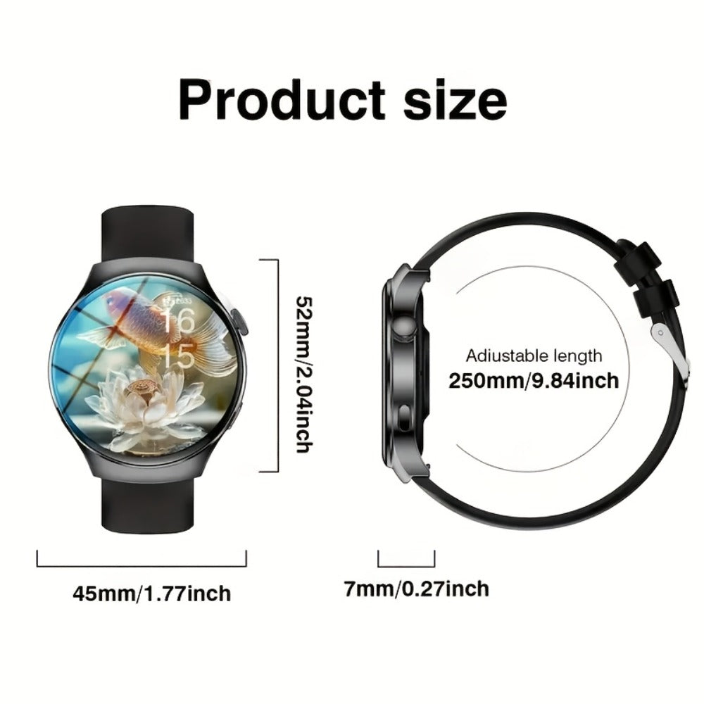 OLED Touchscreen Business Smartwatch Unisex – 2.01" Wireless Calling Message Reminders Music & Photo Control Step Calorie Tracker High Quality Smart Watch for Men Women Office Formal Casual